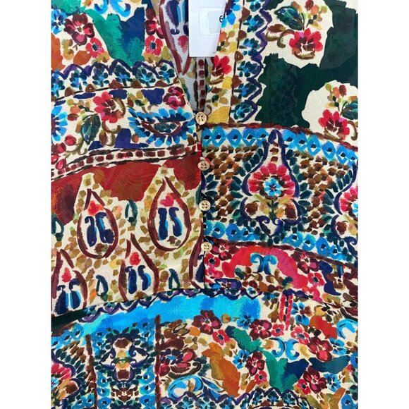 Zara Long Sleeve Boho Floral Patchwork Dress With Button Detail Size M NWT - Picture 9 of 13